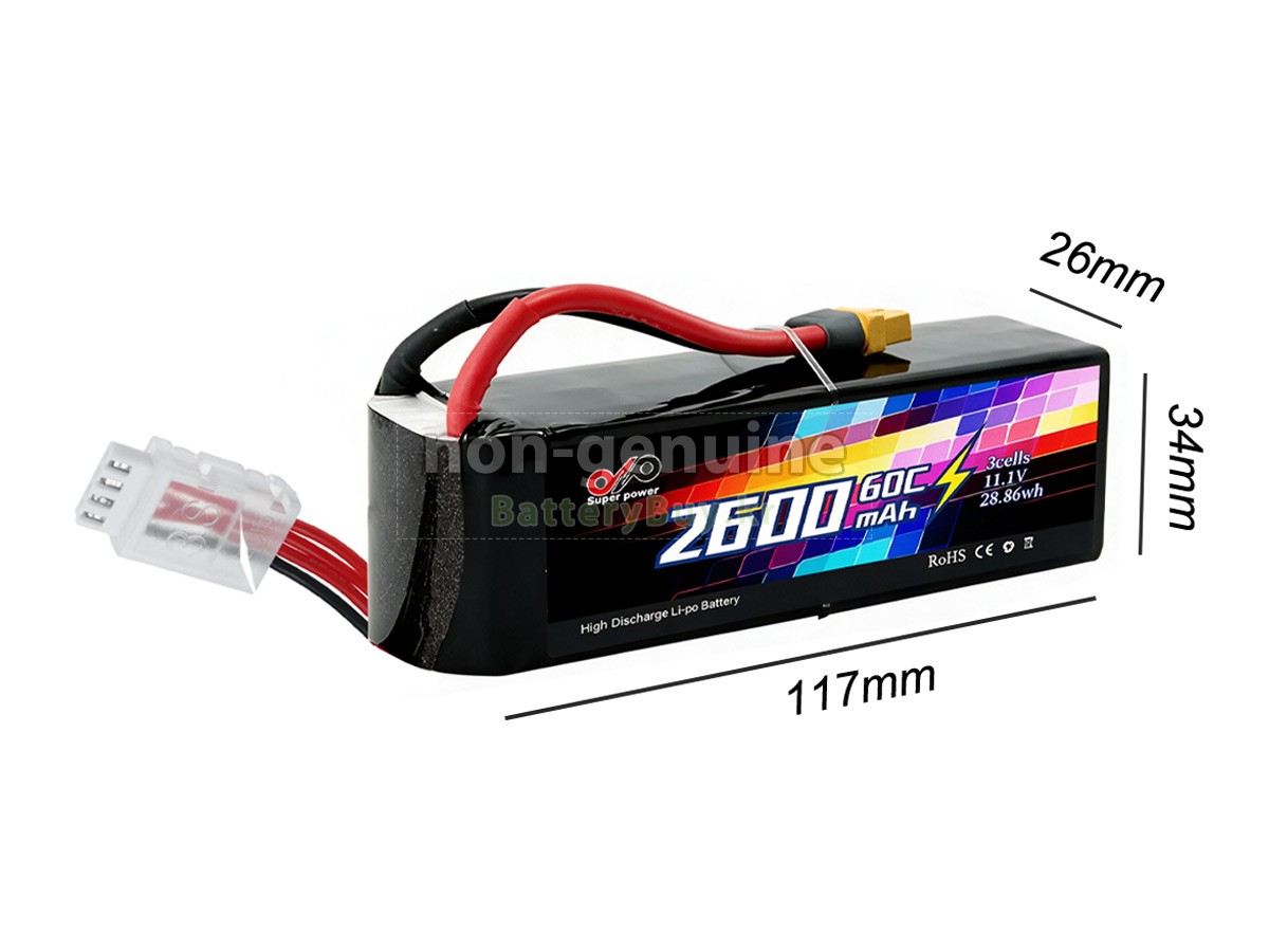 AolsteCell 11.1V 2600MAH 60C XT60 대체 배터리