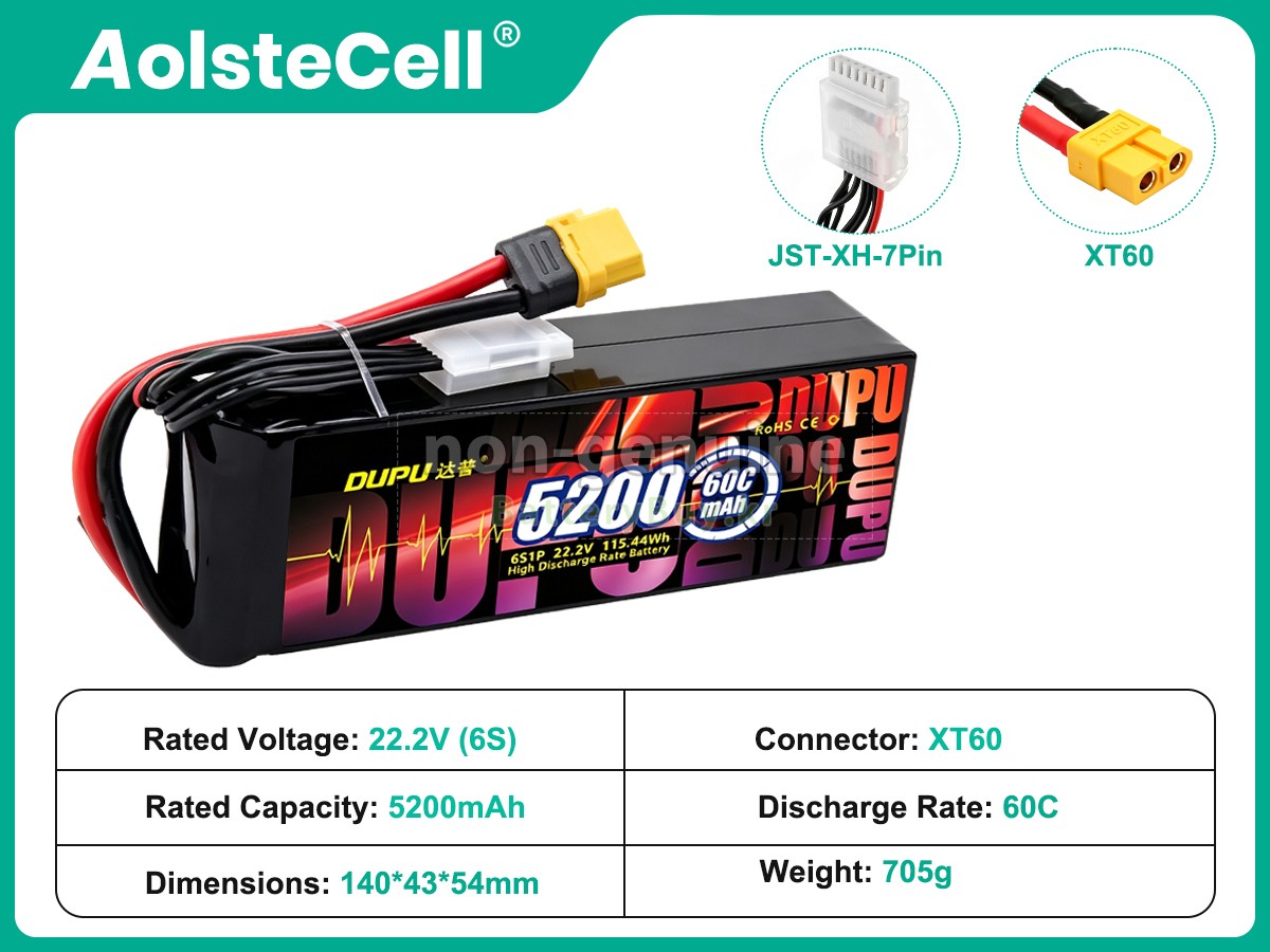 AolsteCell 22.2V 6S 5200MAH 60C XT60 대체 배터리
