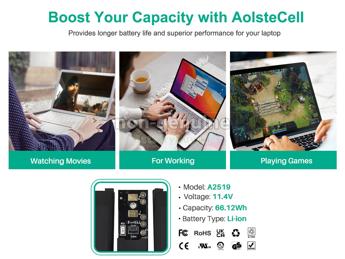 Apple MacBook Pro 14-inch 3.2 GHZ M1 MAX A2442 대체 배터리