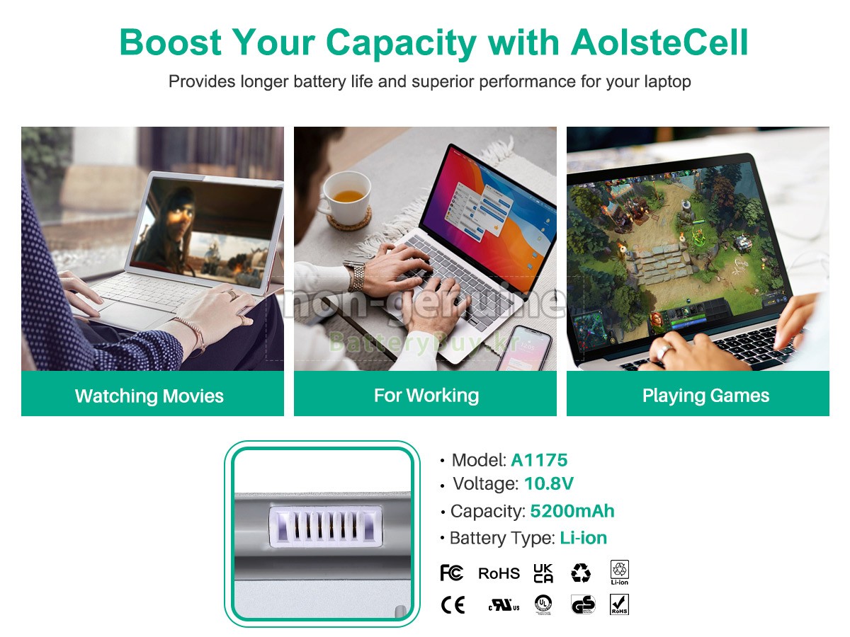 Apple 15.4 inch 2.33GHZ (Matt or Glossy WideScreen display) Battery Photo15.4 inch 2.33GHZ 대체 배터리