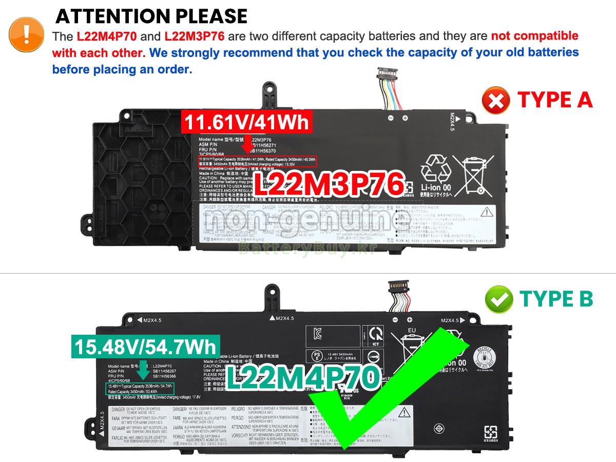 Lenovo ThinkPad X13 GEN 4-21EX004FMZ 대체 배터리