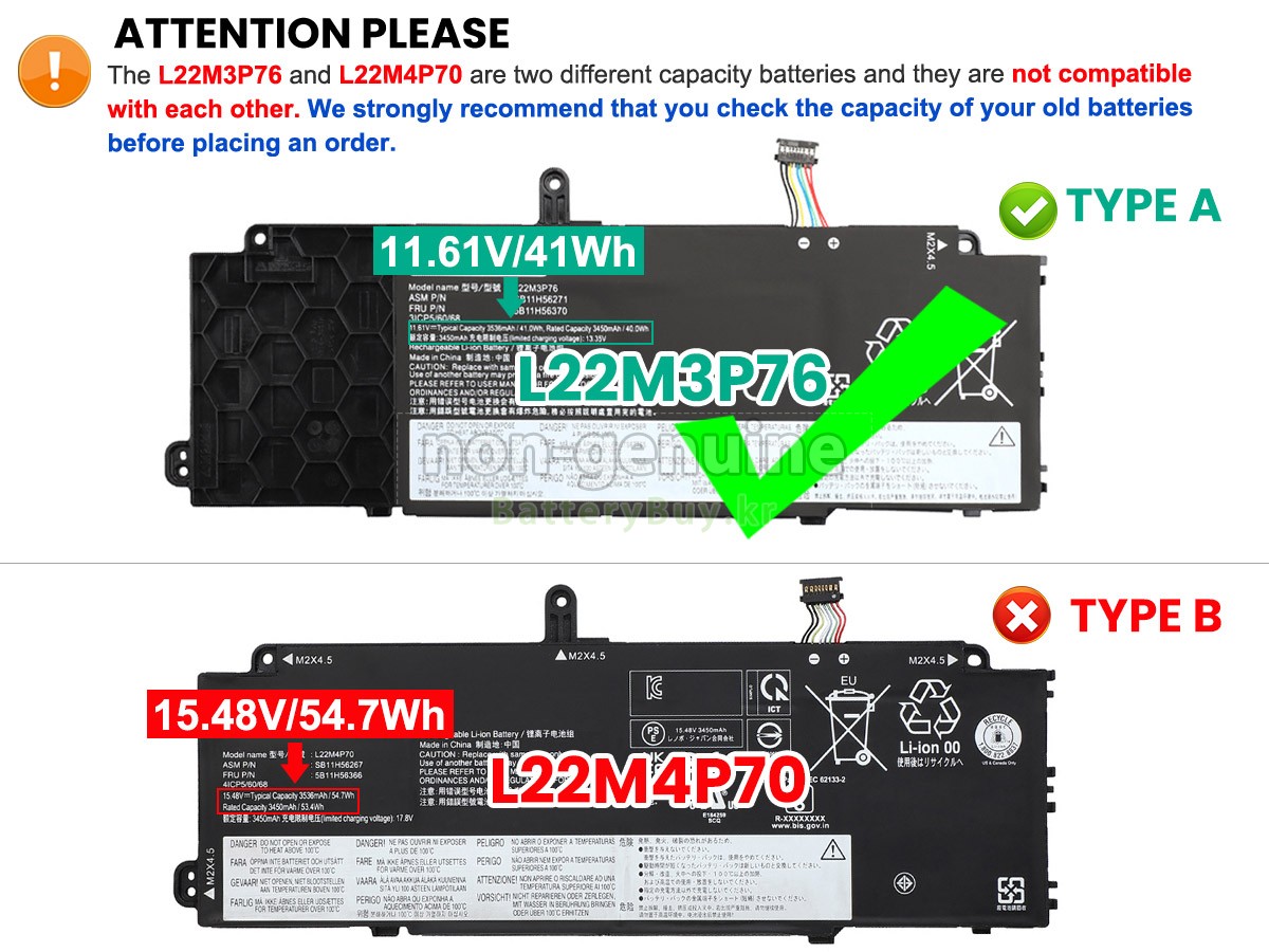 Lenovo ThinkPad X13 GEN 4-21EX004FMZ 대체 배터리