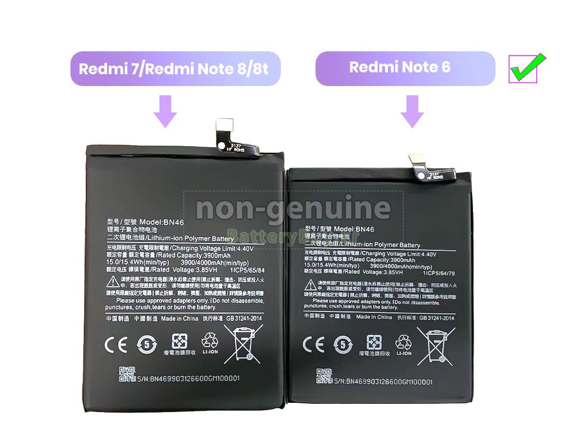 XiaoMi REDMI NOTE 6 대체 배터리